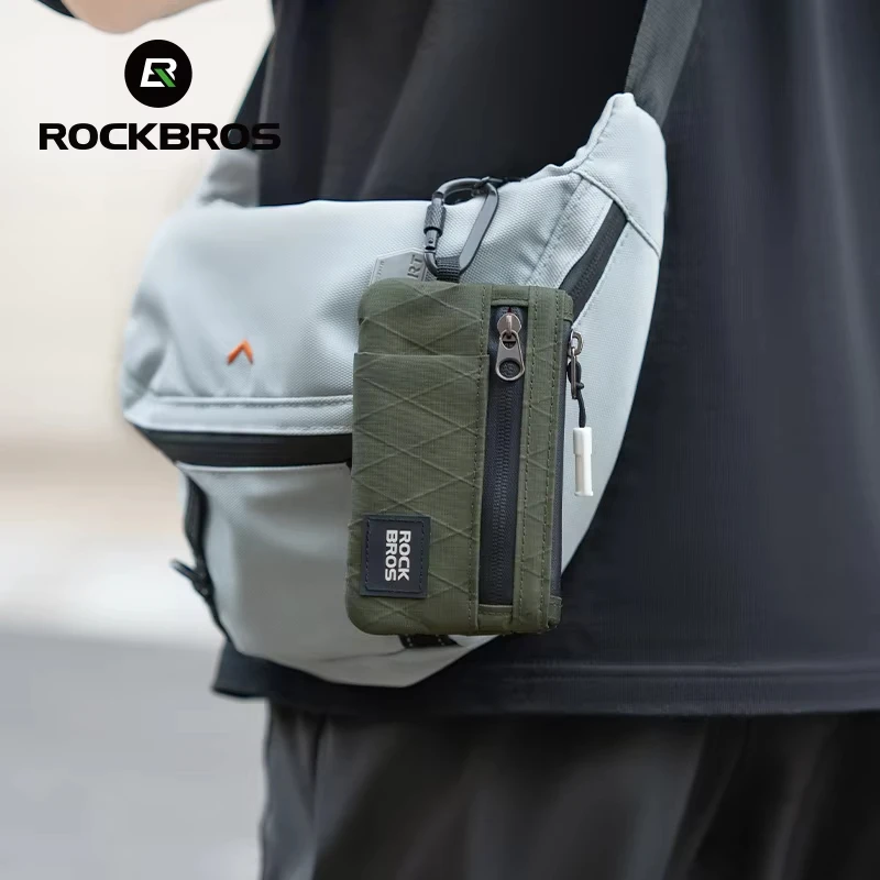 ROCKBROS Phone Bag Lightweight Portable Hand Bag Hanging Buckle Multifunction Card Bag Item Storage Wallet Commute Bag