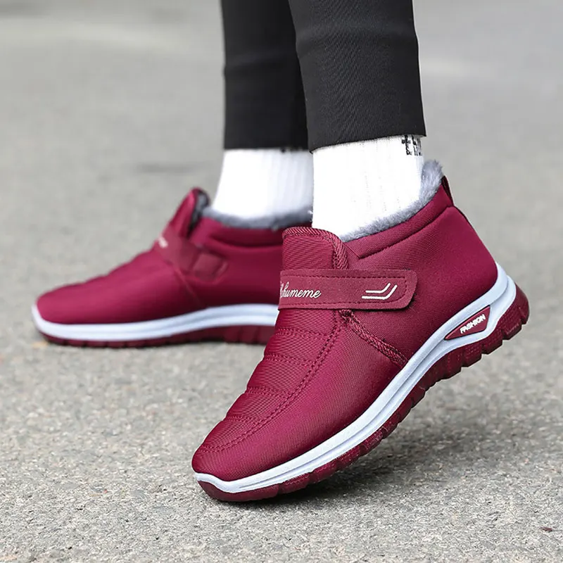 

Зимние зимние ботинки, женские ботильоны на теплом меху, повседневная женская обувь больших размеров на плоской подошве, нескользящие модные женские ботинки, непромокаемая обувь