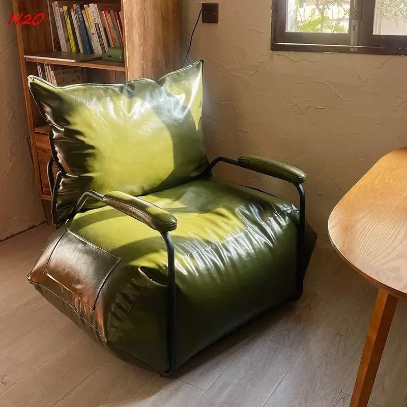 

Lazy Sofa Chair Single Quality Leisure Tatami Small Chaise Small Household Industrial Style Iron Leather