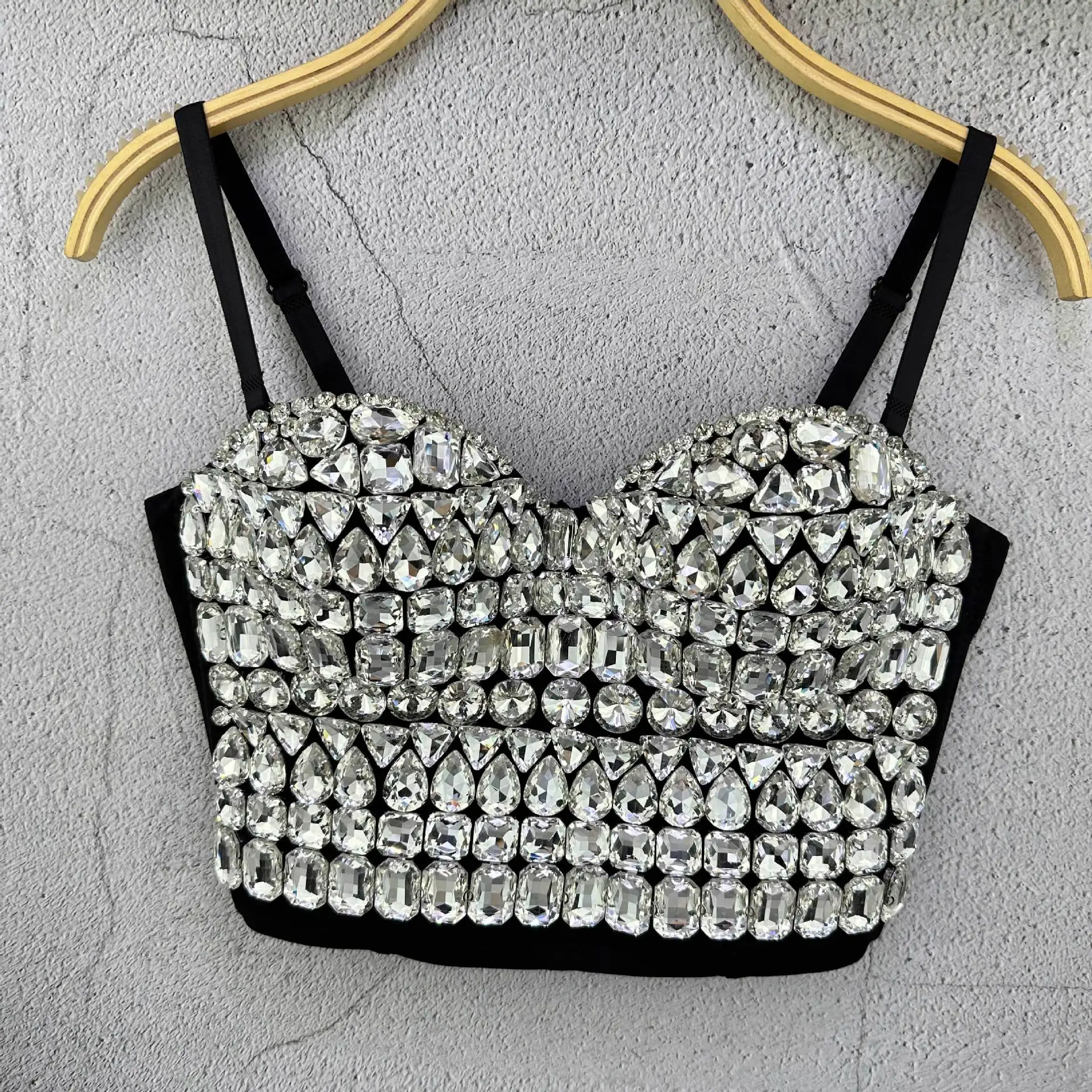 

Жилет для тяжелой промышленности со стразами и бусинами, женский топ с подтяжками и благородным темпераментом