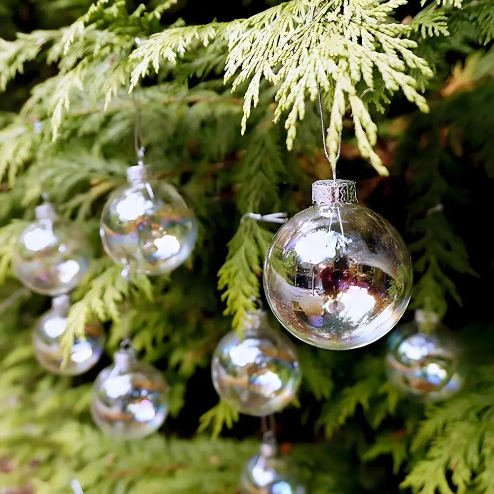 30 Pcs 4/5/6cm Iridescent Ball Ornaments Clear Christmas Balls Plastic Hanging Bubble Balls For Tree Party Indoor/Outdoor Decor