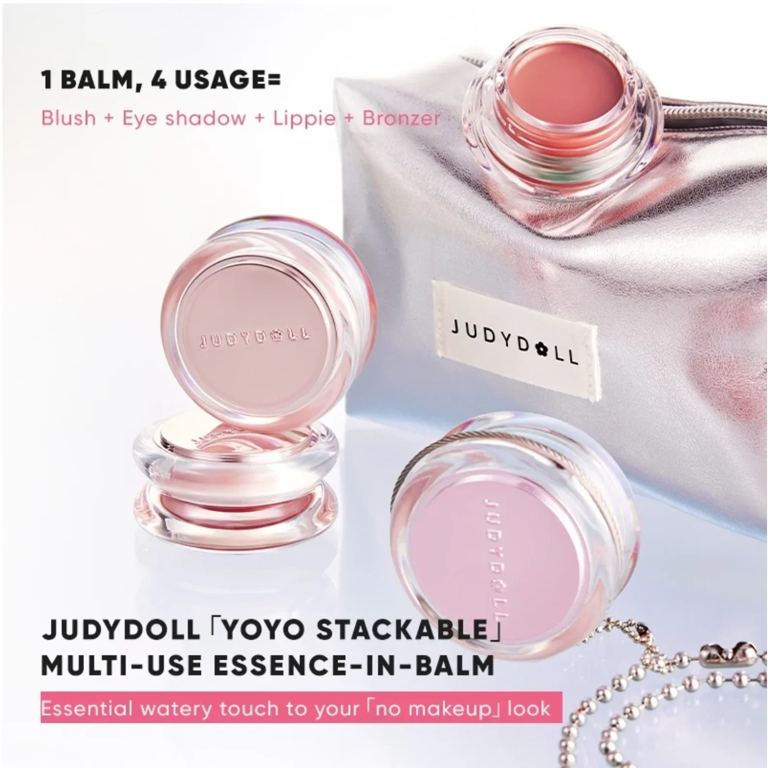 Judydoll Watery Multi-Purpose Color Balm Cream Blush Lip&Cheek Cute YOYO Shape Soft Velvety Makeup Cosmetics