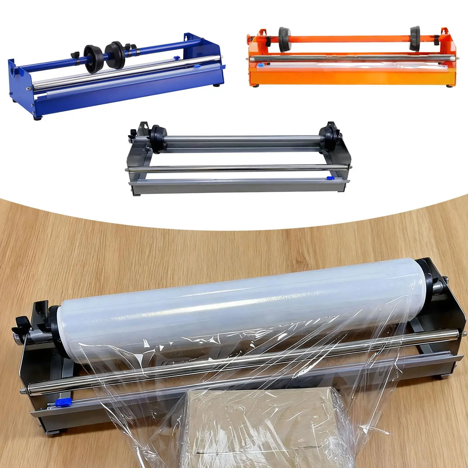 

Диспенсер для растягивающей пленки со столом для резки или настенной упаковочной машиной, термоусадочной