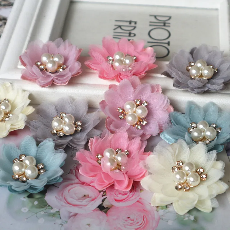 10PCS/Lot 5CM Handmade DIY Fabric Flowers Hair Accessories Garment Shoes Hats Decoration