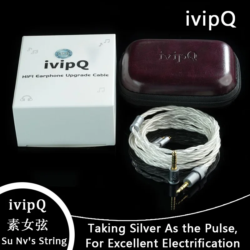 ivipQ-33 High Purity 6N Sterling Silver HiFi Earphones Cable MMCX