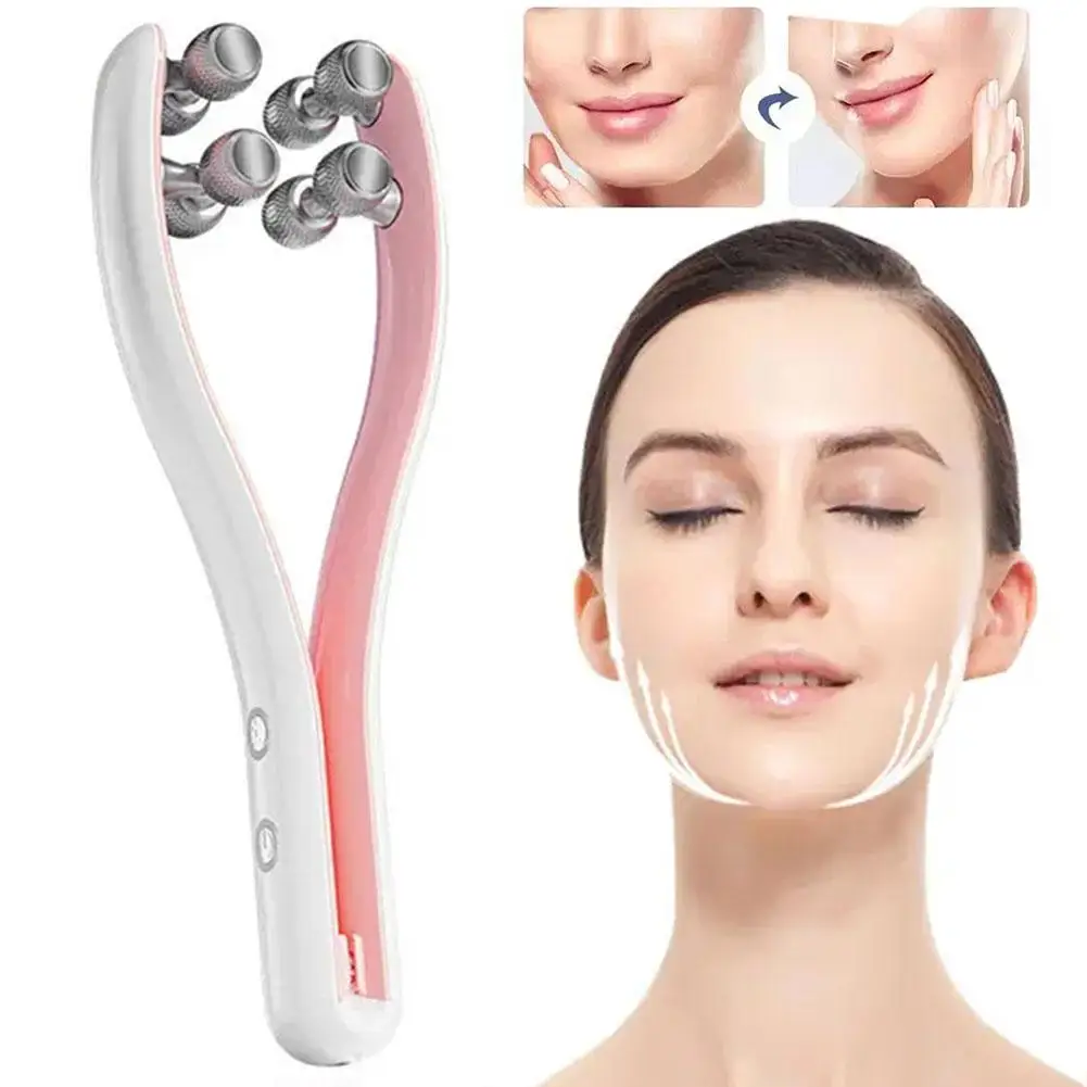 EMS Microcurrent Roller Face-lifting Massager V Shape Facial Lifting Device Double Chin Remover Slimmer Facial Massage Instrumen