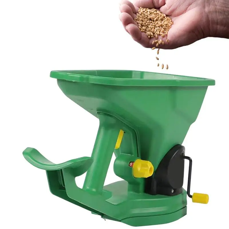 

Gardener Hand Held Seed Spreader 1.5L Portable Hand Crank Seeder Manual Operated Lawn Field Fertilizer for Sowing Melting