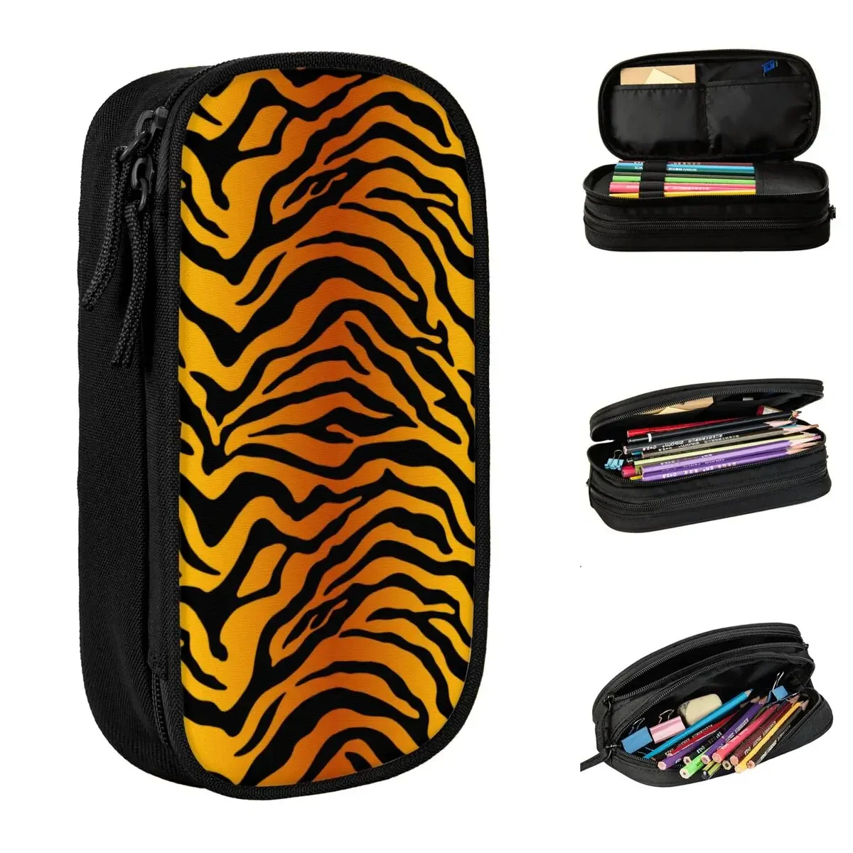 

Cat Tiger Stripe Exotic Animal Print Pencil Case Pencil Pouch Pen Box Big Capacity Bag School Supplies Gifts Stationery