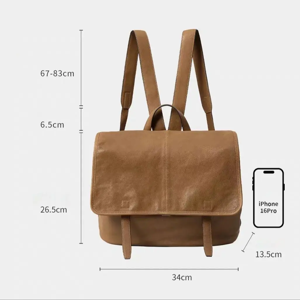 Women's Men Leather Backpack - Large Capacity for Work Commute Casual Use Spacious Soft