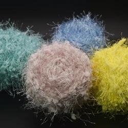 16 Colors - Glitter Silk Pom Pom Plush Yarn 100g Fancy Crochet Yarn Hand Knitting Yarn art  Wool Yarn for Knitting and Crochet