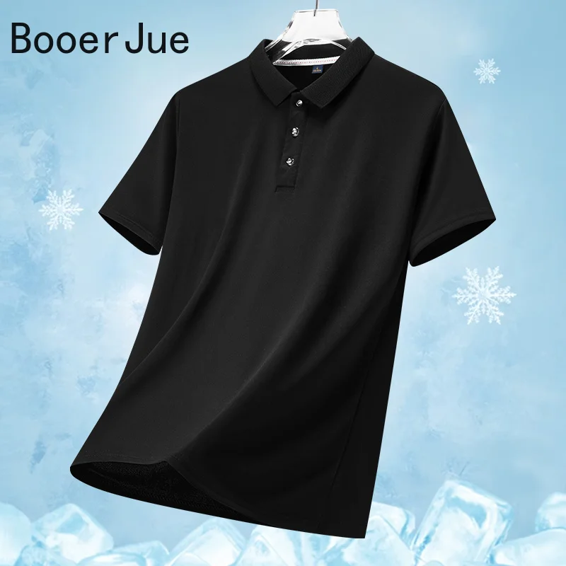 Business Thin T Shirt Homme Couple Women Men Summer Ice Silk Polo Shirt High-End T-Shirt Solid Color Non-Marking Casual Lapels