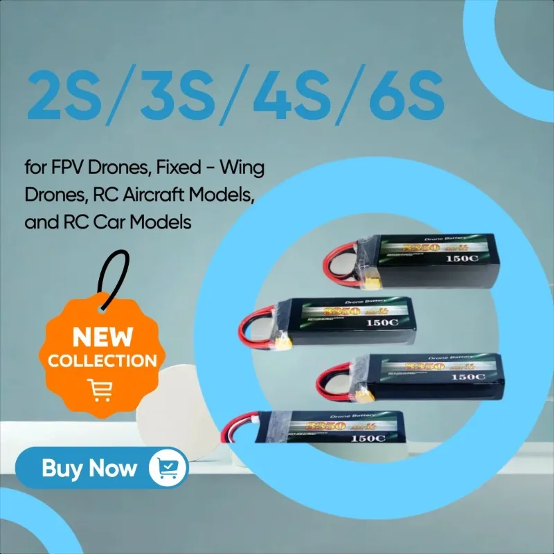 

Upgraded 3350mAh 2S/3S/4S/6S 150C Replacement Battery for FPV Drones, Fixed - Wing Drones, RC Aircraft Models, and RC Car Models