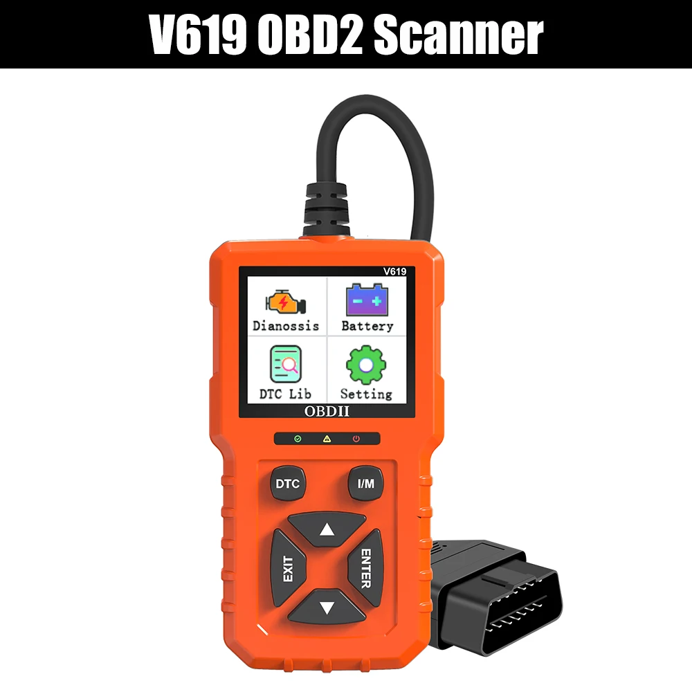 V619 OBD2 Scanner Car Diagnostic Tools Battery Tester Check Engine System Clear/Erase Codes Multi-language Code Reader