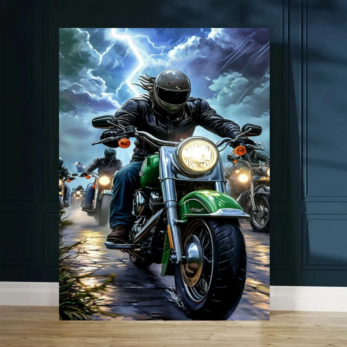 Motorcycle Rider Storm Lightning Jigsaw Puzzle 500/1000/1200/2000 PCS Wall Decor for Living Room Bedroom Gift No Frame