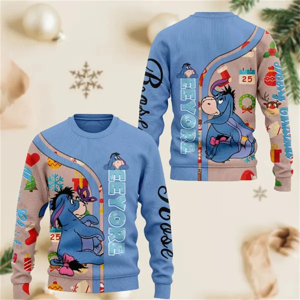 Personalisierter Eeyore Christmas Ugly Sweater Winnie the Pooh Weihnachts-Sweatshirt Eeyore Jungen Mädchen Weihnachtsgeschenk Herren-Kapuzenpullover