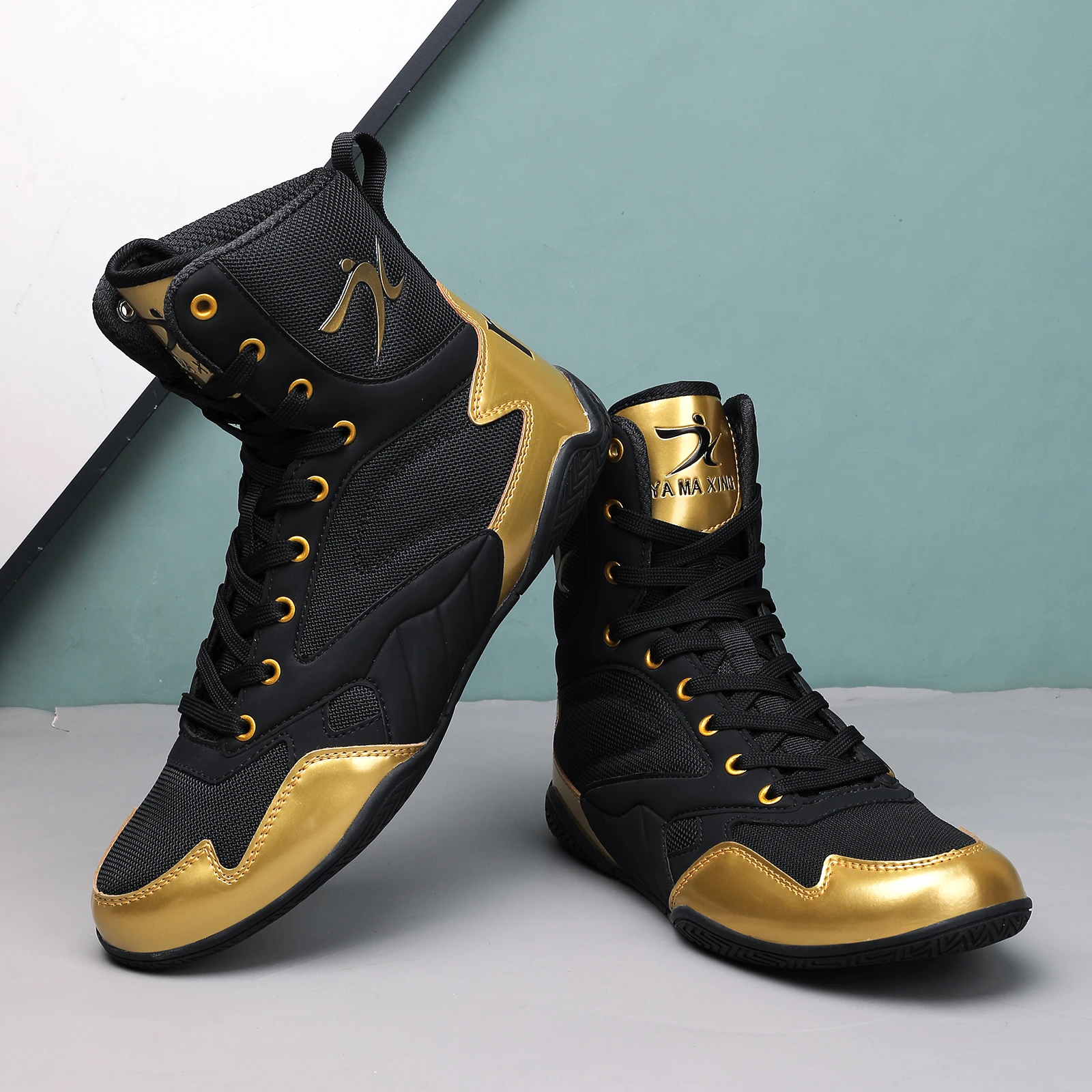 Men's High Top Wrestling Boxing Shoes Breathable Mesh Non-slip Training Shoes 6002