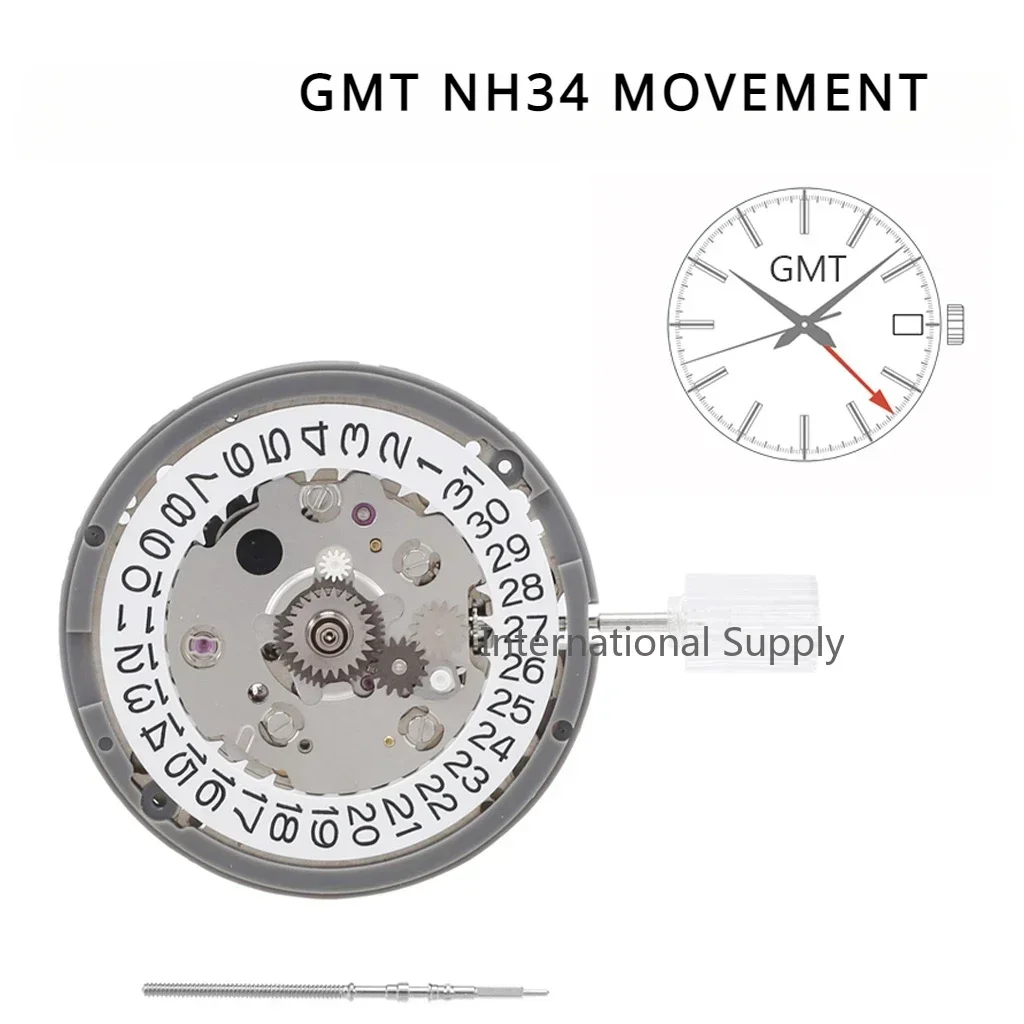 Japan original nh34 nh34a gmt 24 Juwelen automatische mechanische weiße Datum hochgenaue Bewegung 3