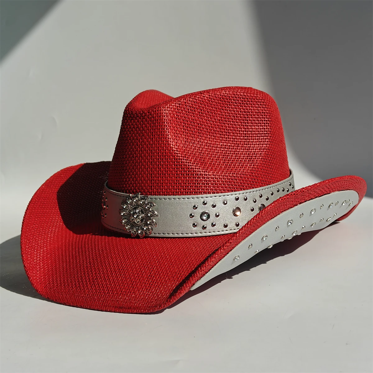Silver Drill Bit Accessories Straw Cowboy Hat for Women and Men – Western Sun Hat for Country Concert Rodeo and Cowgirl Outfits