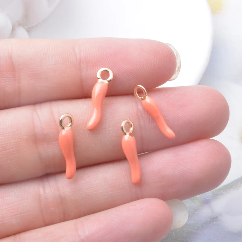 20 Stück beidseitig emaillierte Pfefferanhänger aus Legierung, rote Chili-Anhänger für DIY-Schmuck- und Ohrringherstellung – Detail 7