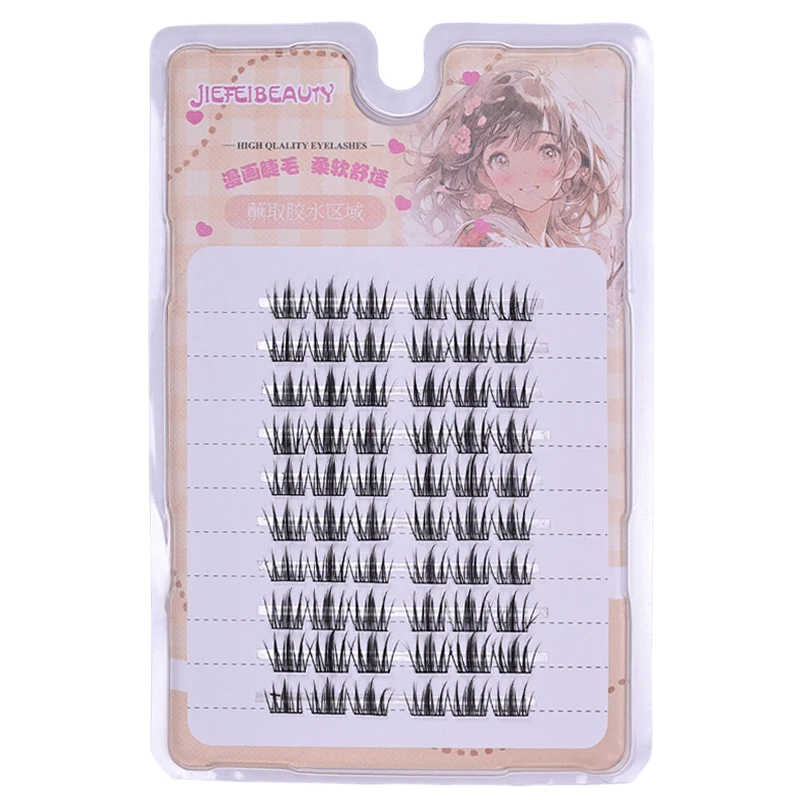 애니메이션 만화 스타일 분할 속눈썹 - 스트립 10개/박스 6개 클러스터 각각 |   DIY 클러스터 인조 속눈썹 자연스러운 모습