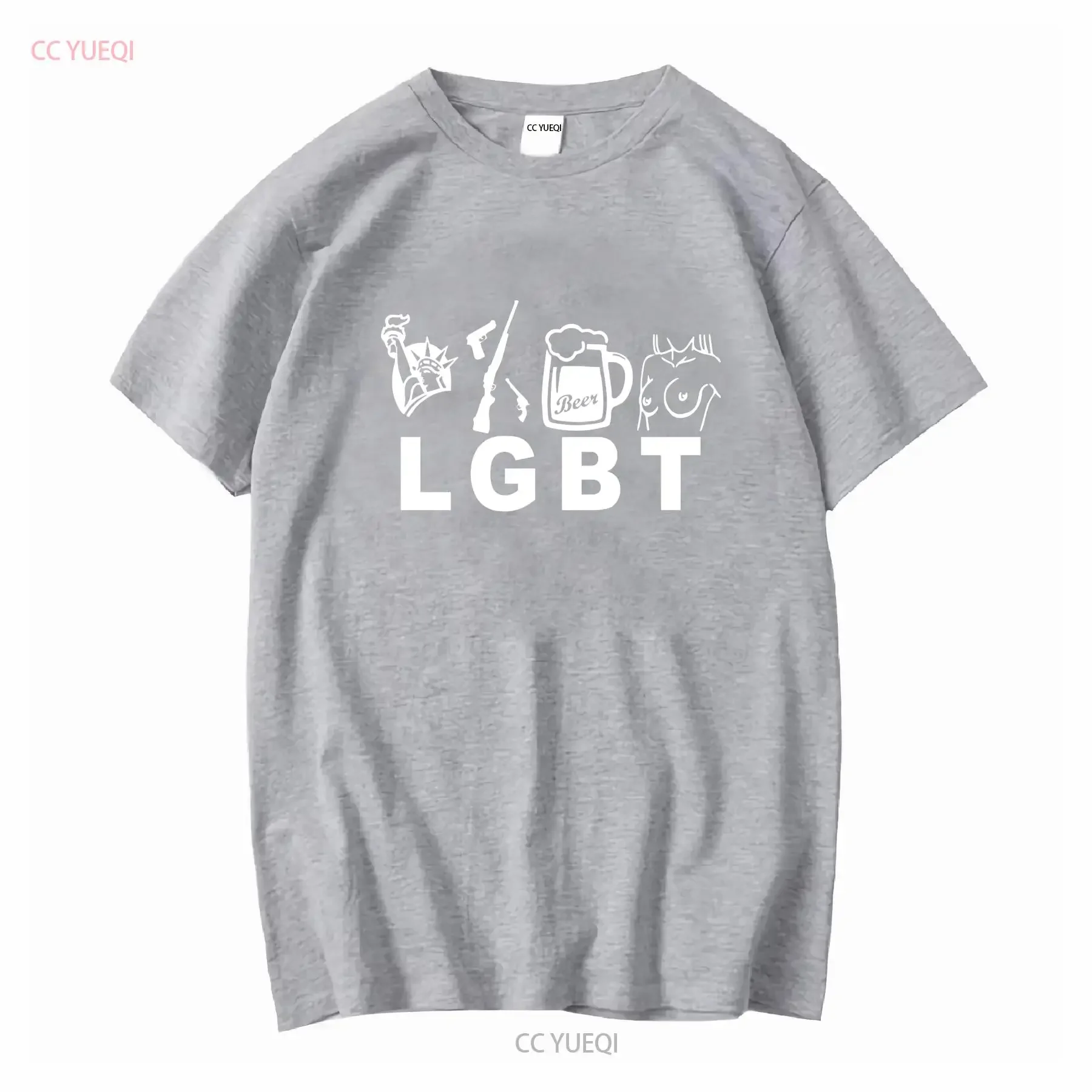 مضحك LGBT إقتباس الحرية البنادق البيرة و Tit الجدة تي شيرت S 5XL طويلة أو قصيرة الأكمام خمر غسلها لينة امتدت عادية