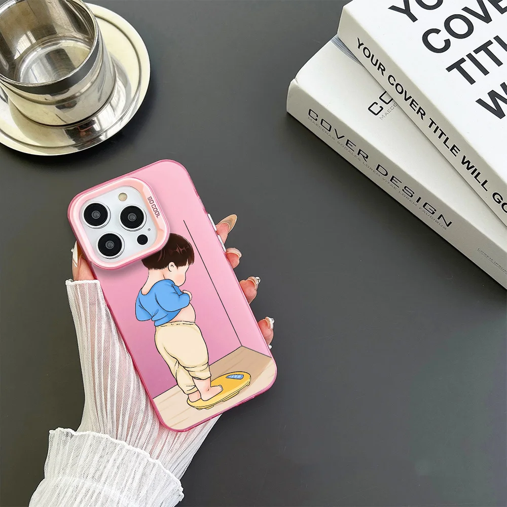 Fun self-discipline weighing couple Phone Case For iphone11 12 13 14 15 16 Pro Max Plus  fashion laser colorful silver IMD cover