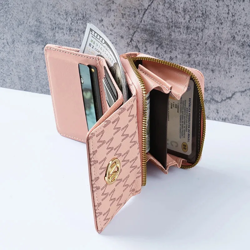 New style women's wallet, short, European and American PU high-end coin purse, printed, multi-card slots, small wallet, money cl image 3