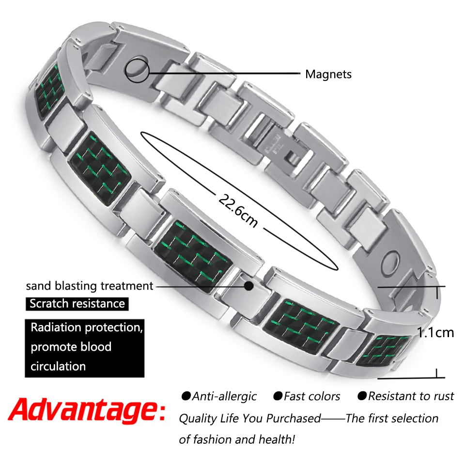 Rainso  Magnetic Bracelet For Men Jewelry Fashion Stainless Steel  Bracelets Bangle WristBand Sports Style Male Bracelet Gift