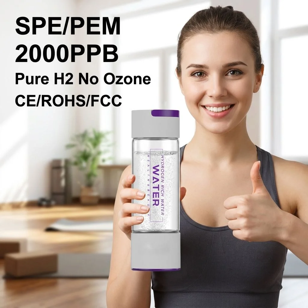480ml Hydrogen Water Bottle 2000PPB SPE PEM USB Charging, Effectively Remove Chlorine & Ozone, Portable Hydrogen Rich Water Cup