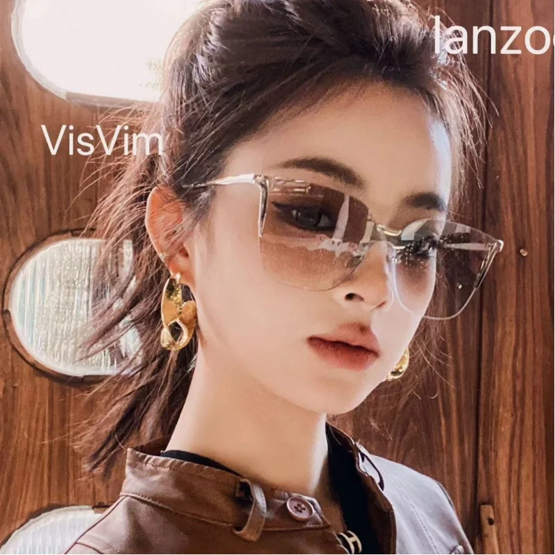 Frameless One-Piece Light Color Sun GlassesUV400Anti-Ultraviolet Radiation Niche Gradient Sunglasses Tide.