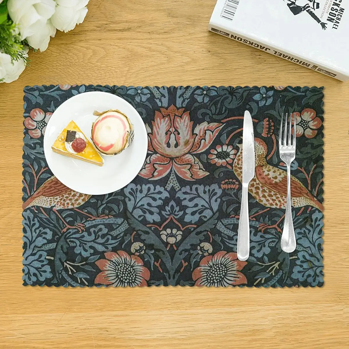 ويليام موريس الأصلي خمر المشارك الفراولة اللص 1883 تحديد الموقع مقاومة للحرارة لوحة حصيرة لطاولة الطعام وعاء كوستر #3