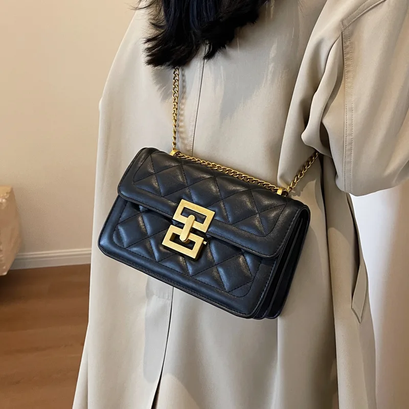 

Ring-grid Chain Bag Women 2024 New Senior Exquisite Cross-body Bag Fashion Personality Single Shoulder Small Square Bag