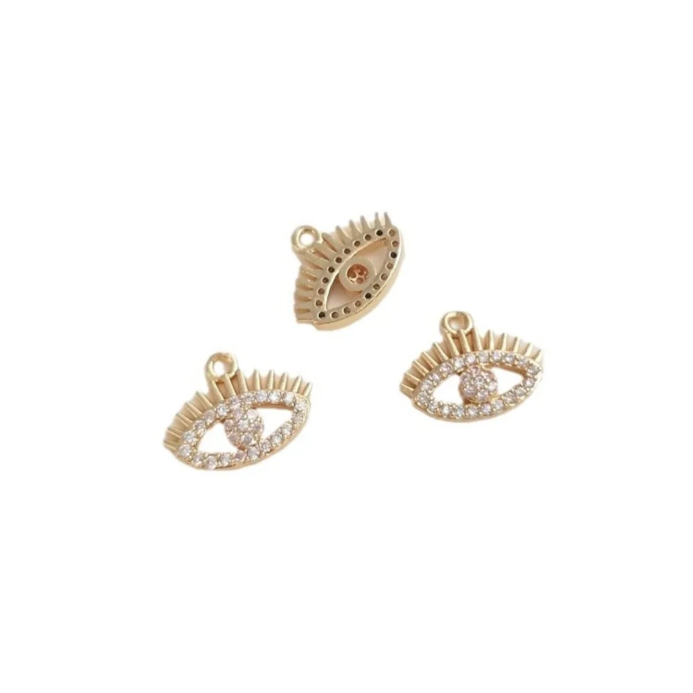 1 Uds. De dijes de cobre de Color dorado de 14K, colgante de ojo de circón en miniatura, accesorios hechos a mano, pulsera, collar, oreja