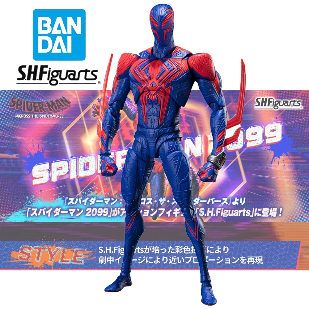 Original Bandai S.H.Figuarts MARVEL Spider-Man: Across the Spider-Verse Spider-Man 2099 Ver. Action Figure Model Collectible Toy