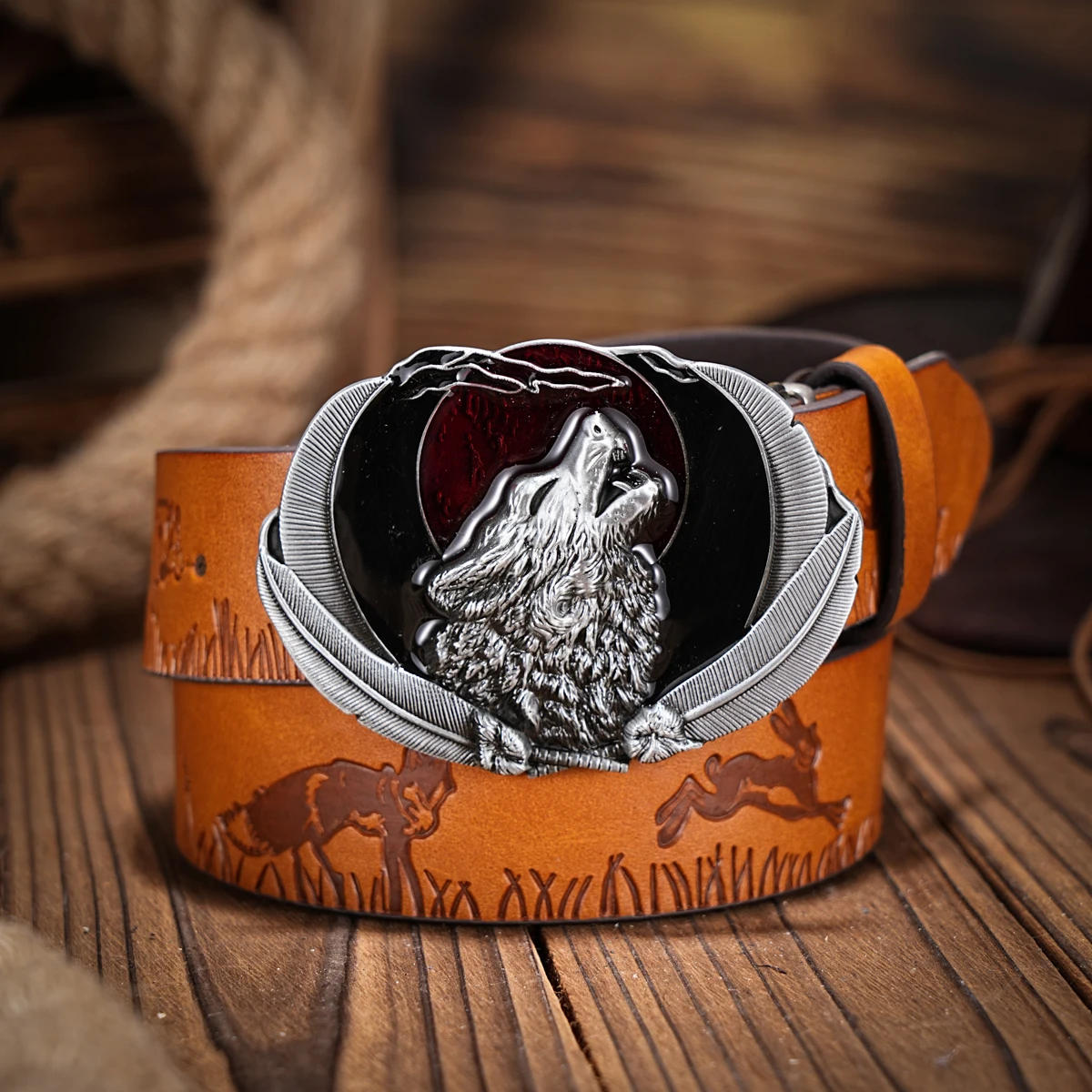 Ein lässiger, individueller und Retro-Gürtel, Bekleidungszubehör im Western-Stil, Metallschnalle, PU-Gürtel, geeignet für Männer und Frauen – Detail 2