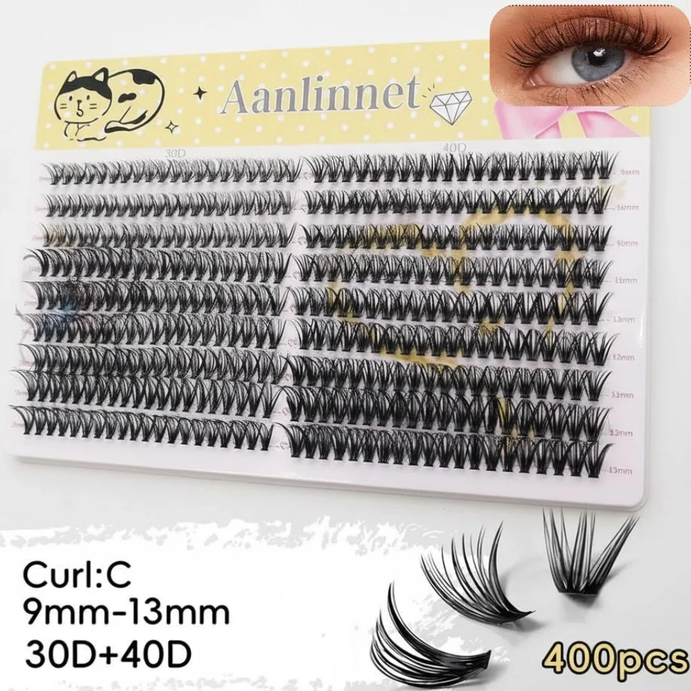 400 Clusters 3D False Eyelashes Naturally Dense Fully Eyelash Extension 30/40/60/80D Curly Thick Eyelashes For Women Makeup Tool