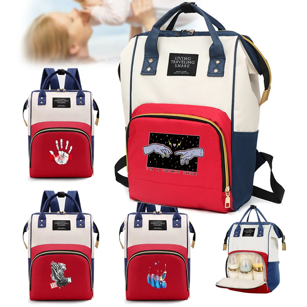 

Outdoor Travel Mommy Bag Large Capacity Organizer Handbag Travel Needments Babybag Waterproof Tote Backpacks Hand Pattern