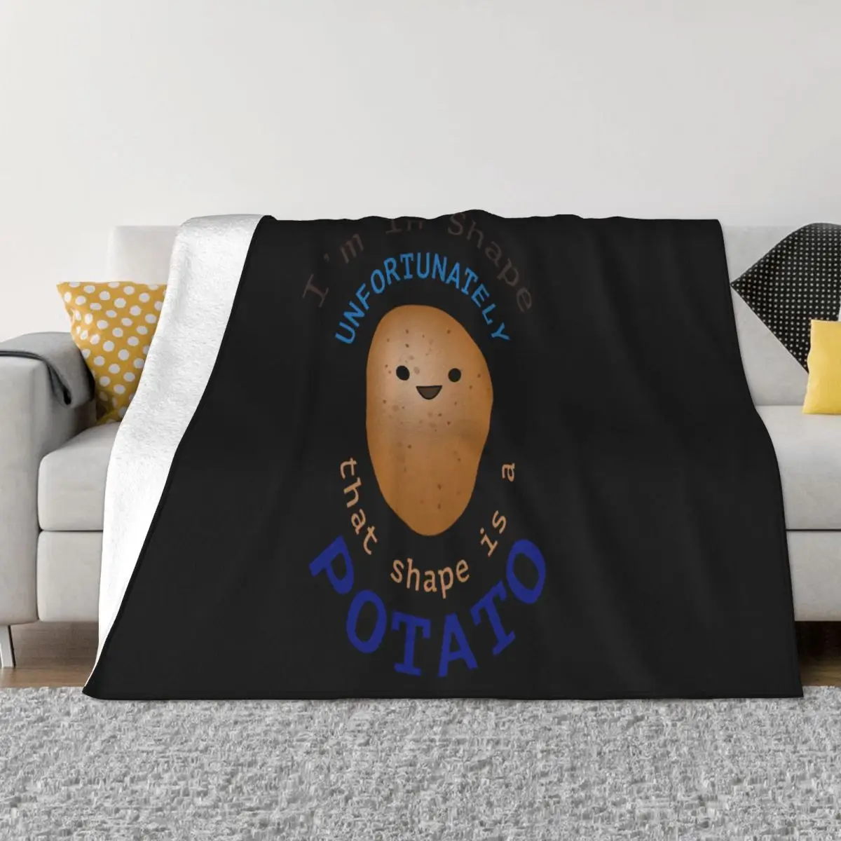 Im In Shape Potato Funny Gym Mens Training Humour Workout Top Man Crewneck Original Throw Blanket