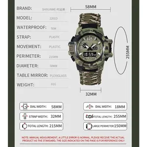 Đồng hồ Paracord chiến thuật không thấm nước đa chức năng, Vòng tay sống ngoài trời, cắm trại và đi bộ 10 Đồng hồ đi bộ bán hàng chính - №8