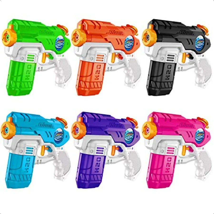 

Водяные пистолеты для 6 упаковок, водяной пистолет Blaster, емкость 220CC, диапазон стрельбы 1520 футов, водяной пистолет для мальчиков и девочек, малышей
