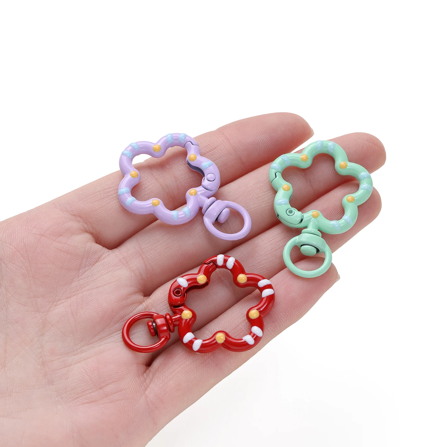 1Pcs/Lot Alloy Flower Lobster Claw Clasps Keychain for DIY  Handmade Jewelry Purse Making Bags Keychain Key Rings Accessories