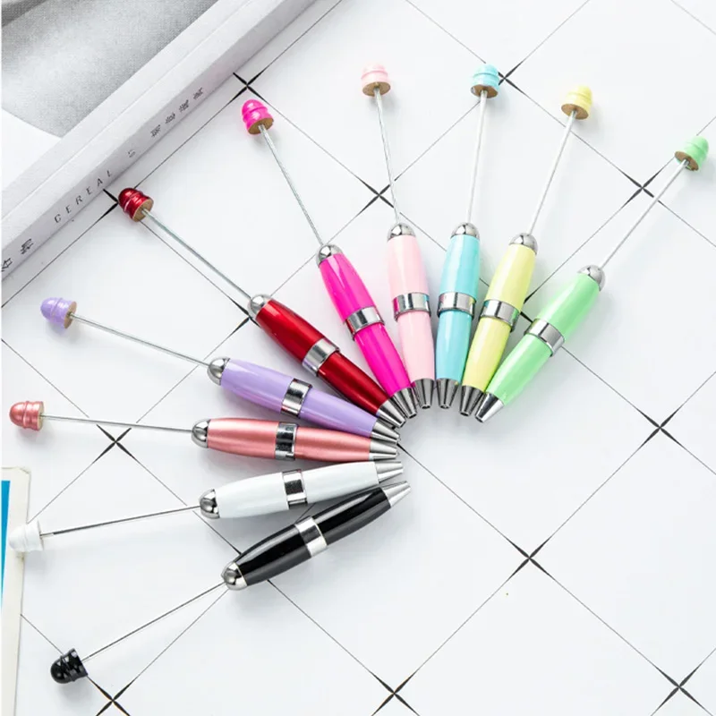 10pcs Beadable Metal Ballpoint Pen DIY Beaded Mini Ballpoint Pens Custom Logo School Office Student Portable Pocket Pen