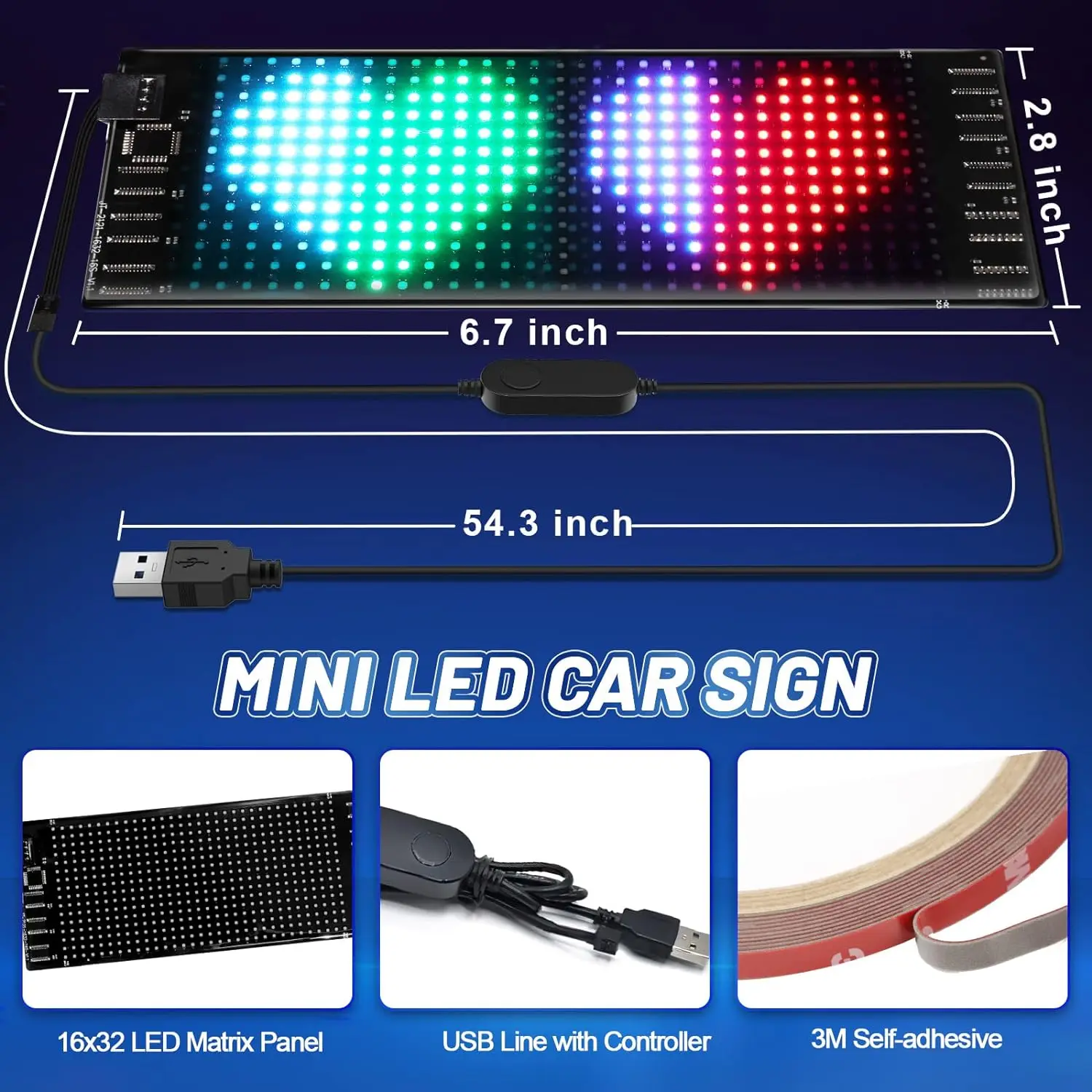 LED Bright Flexible Rolling Sign, Advertising LED Sign Animation Programmable, LED Taxi Sign, Controlled by Bluetooth App