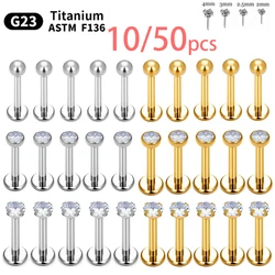 10/50pcs Wholesale G23 Titanium Piercing Labret Lip ASTM F136 Body Jewelry Nasal Stud earrings For Women 20/18/16G