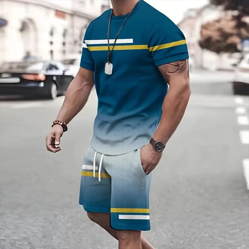 Neueste Sommer Männer Kleidung 3D-Druck k Männer T-Shirts Shorts Sets Herrenmode Trainings anzüge übergroße Kurzarm T-Shirt Hosen Set