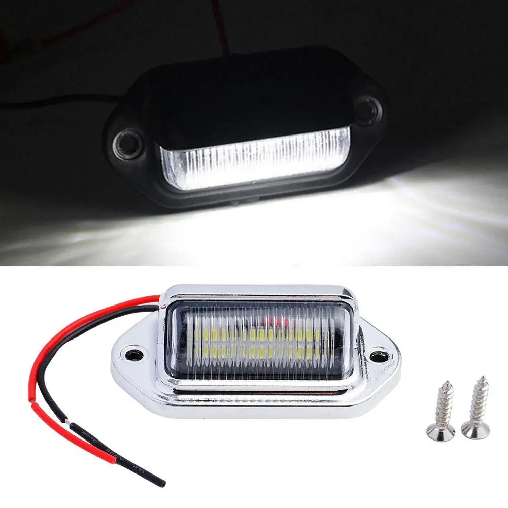 6 LED Car License Plate Tag Lights Lamps License Plate Lamp Assembly Super Bright Light For SUV Truck Trailer Van Tag 1/2pcs