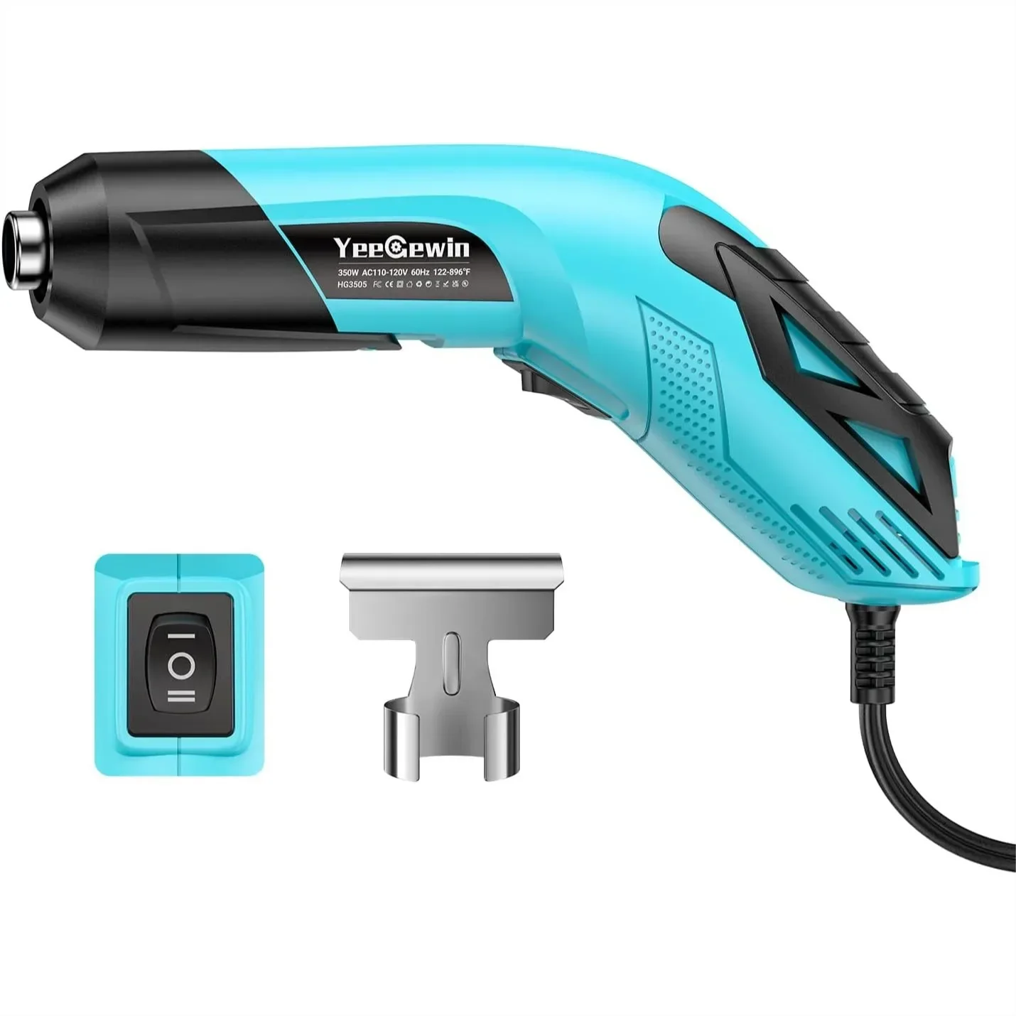 

350W Mini Heat Gun with Dual Temp Settings 554℉ & 896℉, Overheat Protection, Reflector Nozzle, 4.9Ft Cable for Crafts, Shrink