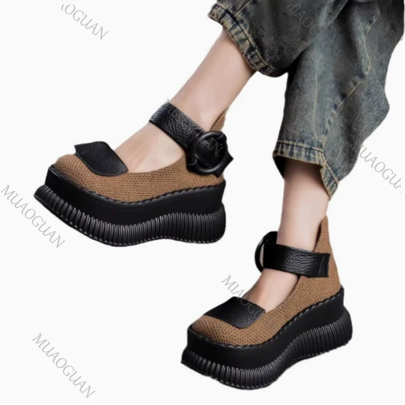Sweet Cute Autumn Mary Janes Women Pumps Wedges High Heels Cosplay Street Goth Punk Design Thick Sole Lolita Pumps Girls Shoes