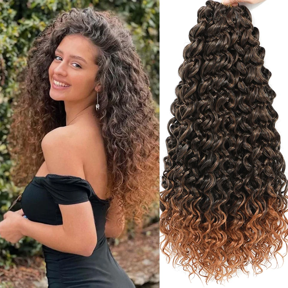 18 pollici lungo GoGo Curl Crochet Hair sintetico bordeaux biondo Ocean Wave Crochet Hair Beach Curl Deep Twist Crochet ricci trecce