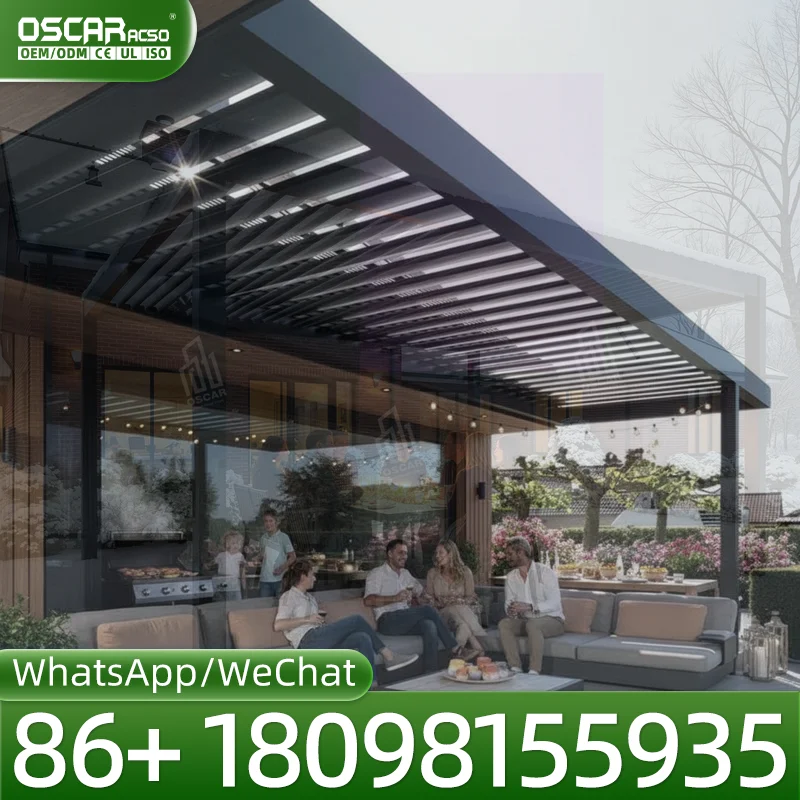 Easy DIY Outdoor Sunshade Bioclimatic Electric Louvered Pergola with Lights for Garden Patio Backyard pergola